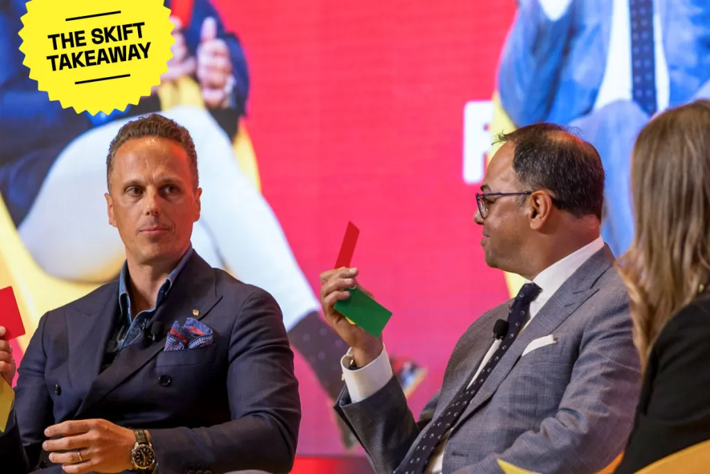 Marriott's Rajeev Menon and Mandarin Oriental's Alex Schellenberger at Skift Asia Forum 2026