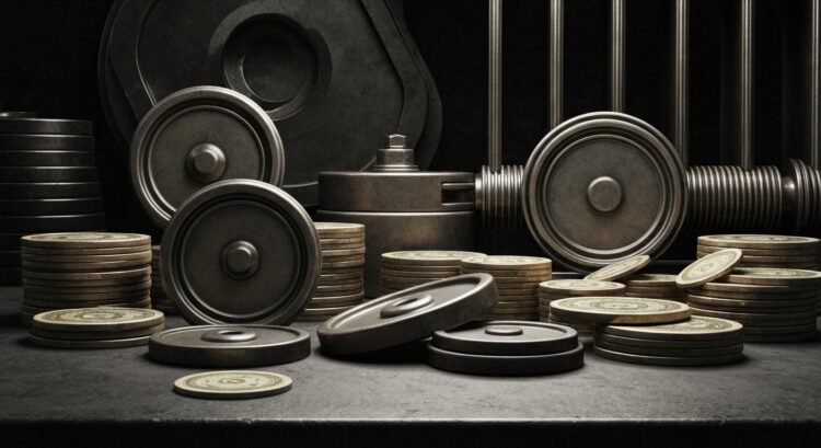 An extreme close-up of gears, levers, and other industrial banking machinery, conveying a sense of the complex financial systems underlying the markets.