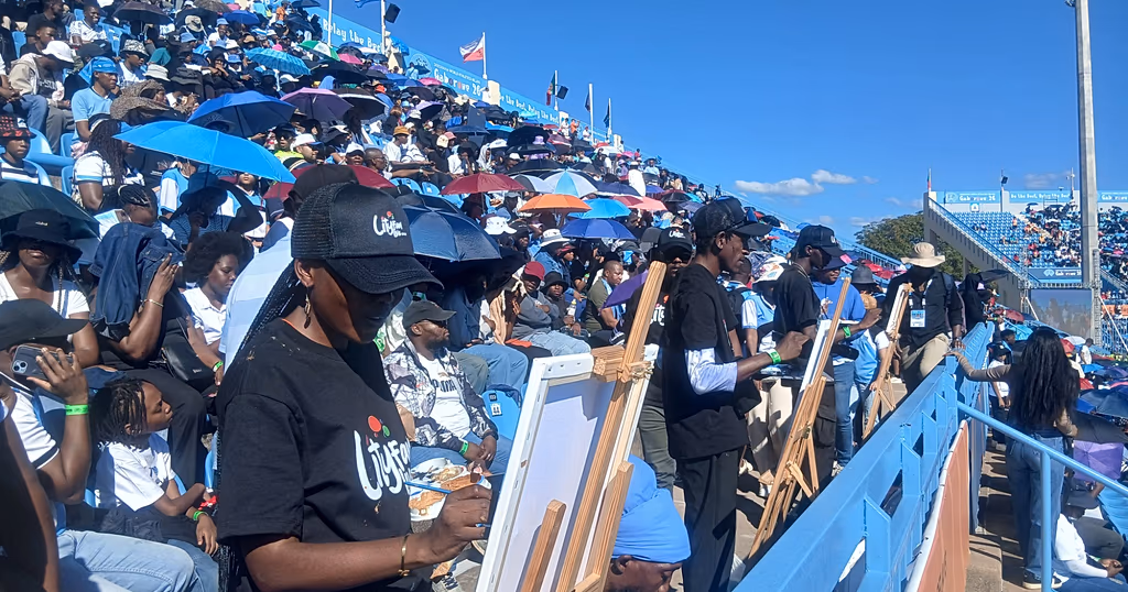 Artists in Botswana capture World Athletics Relays through live painting