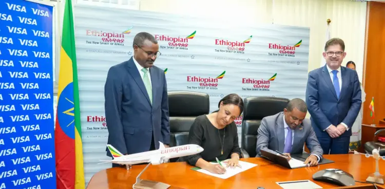 Ethiopian Airlines and Visa officials sign co-branded card partnership agreement in Addis Ababa