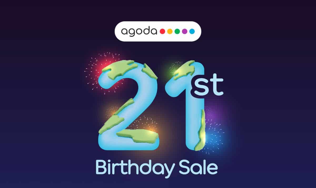Agoda 21st birthday sale celebrating growth in asian cities.