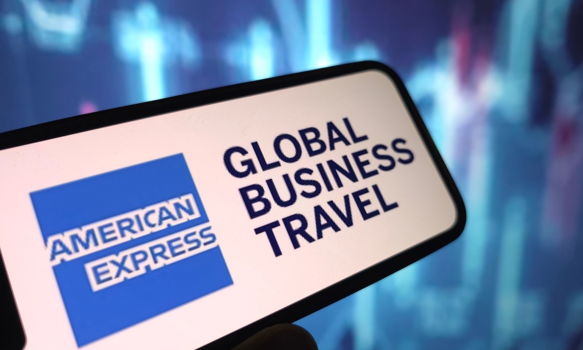 American Express Global Business Travel on phone
