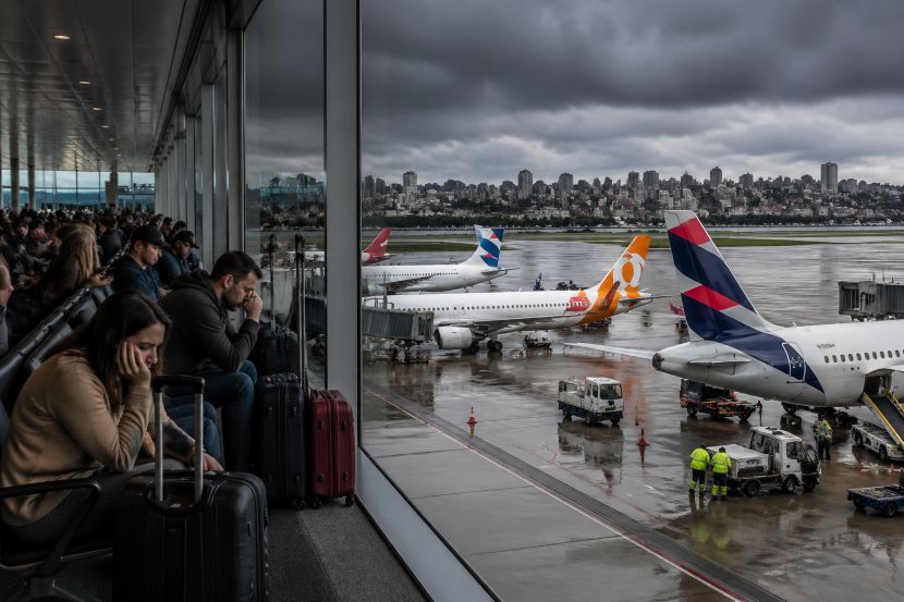 Travel disruptions hit brazil face 110 delays and 4 cancellations affect passengers on airlines like latam, gol, azul, and avianca in são paulo, rio de janeiro, porto alegre, and brasília