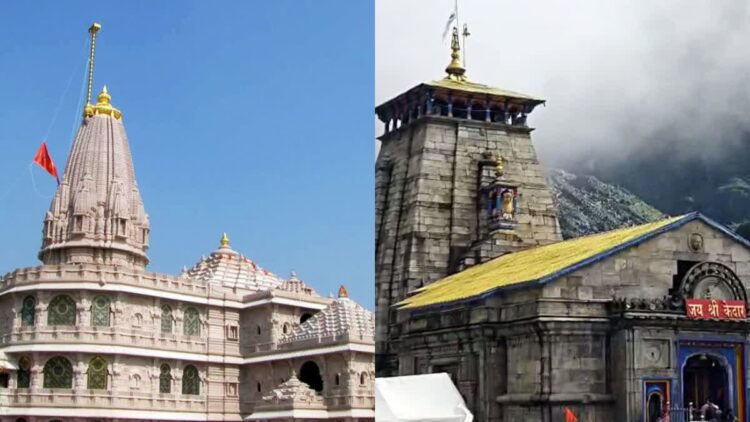 Temples at Ayodhya (L) and Kedarnath