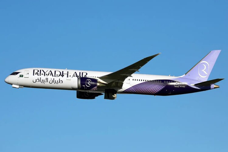 A Riyadh Air Boeing 787-9 Dreamliner at London Heathrow